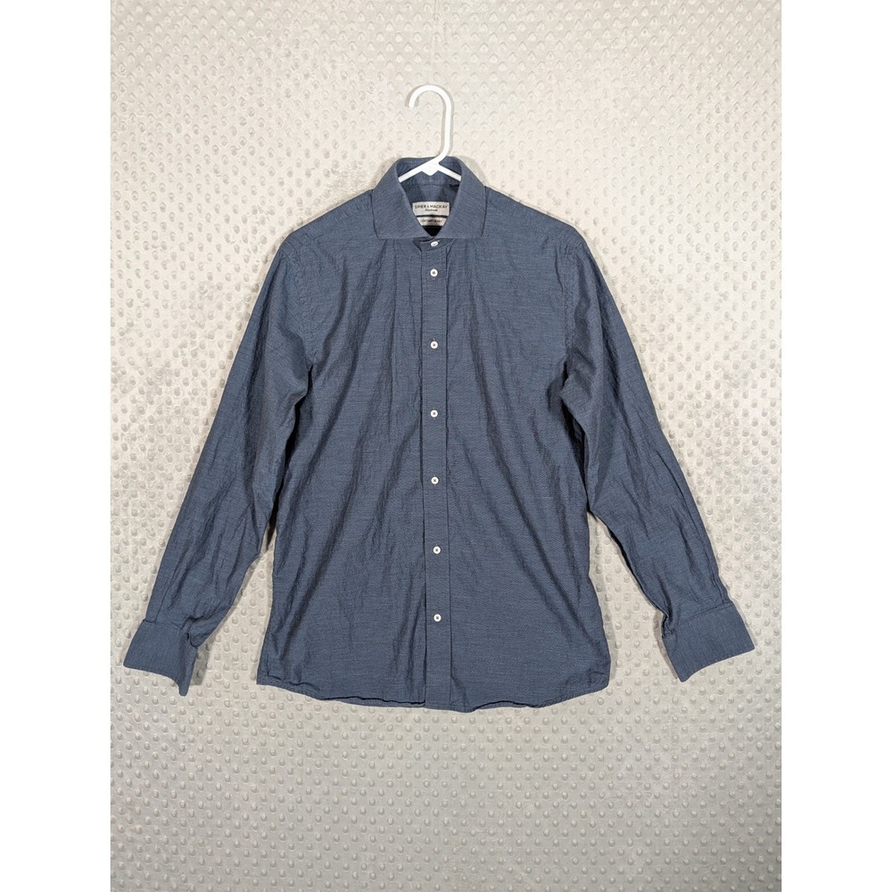 Spier & Mackay Shirt Men's 15.5/34.5 Blue Contemporary Fit Cutaway Handmade